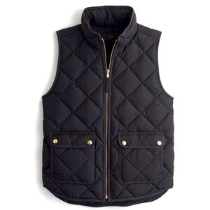 J.Crew excursion black quilted vest, size S.